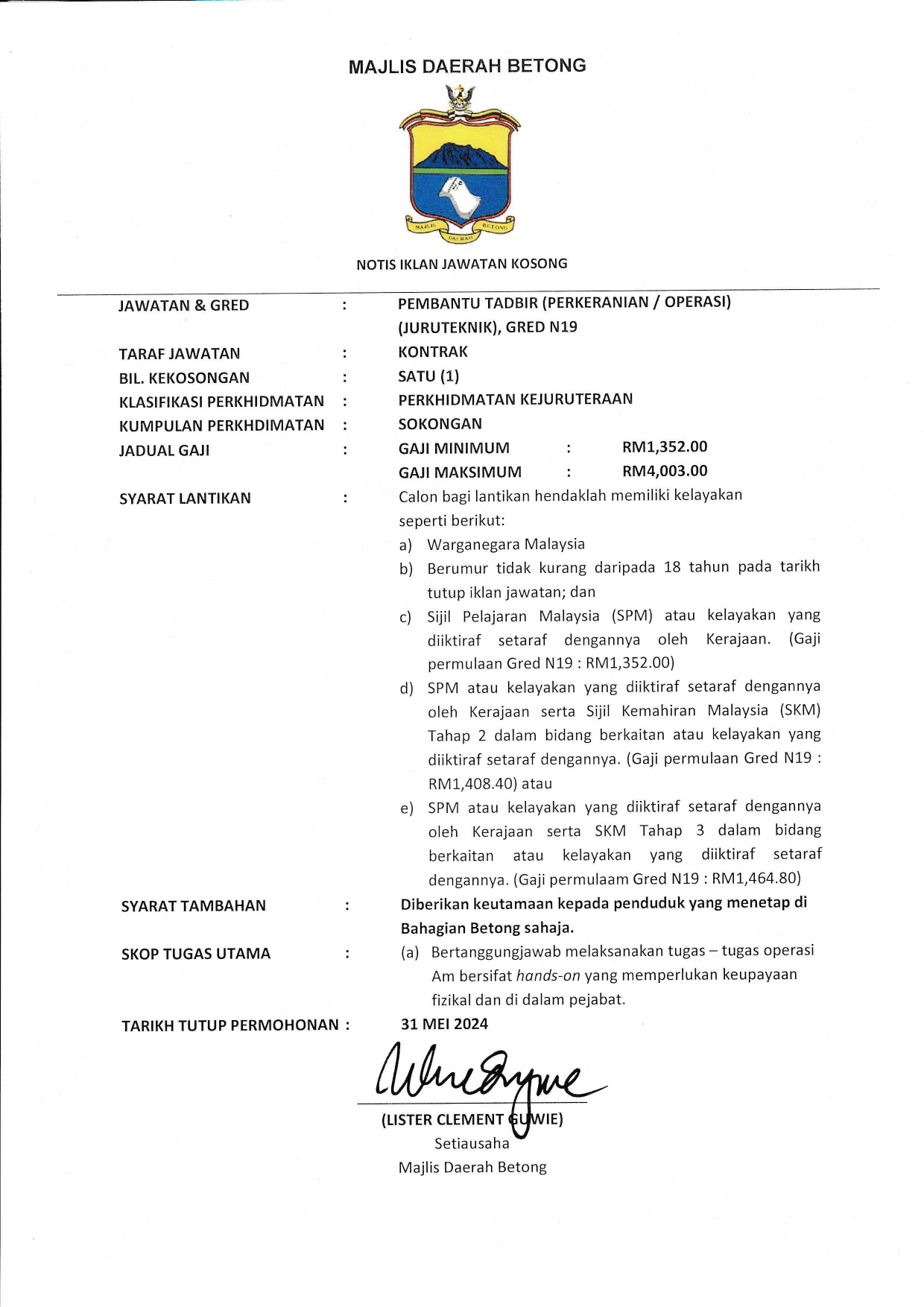 Jawatan Kosong 2024