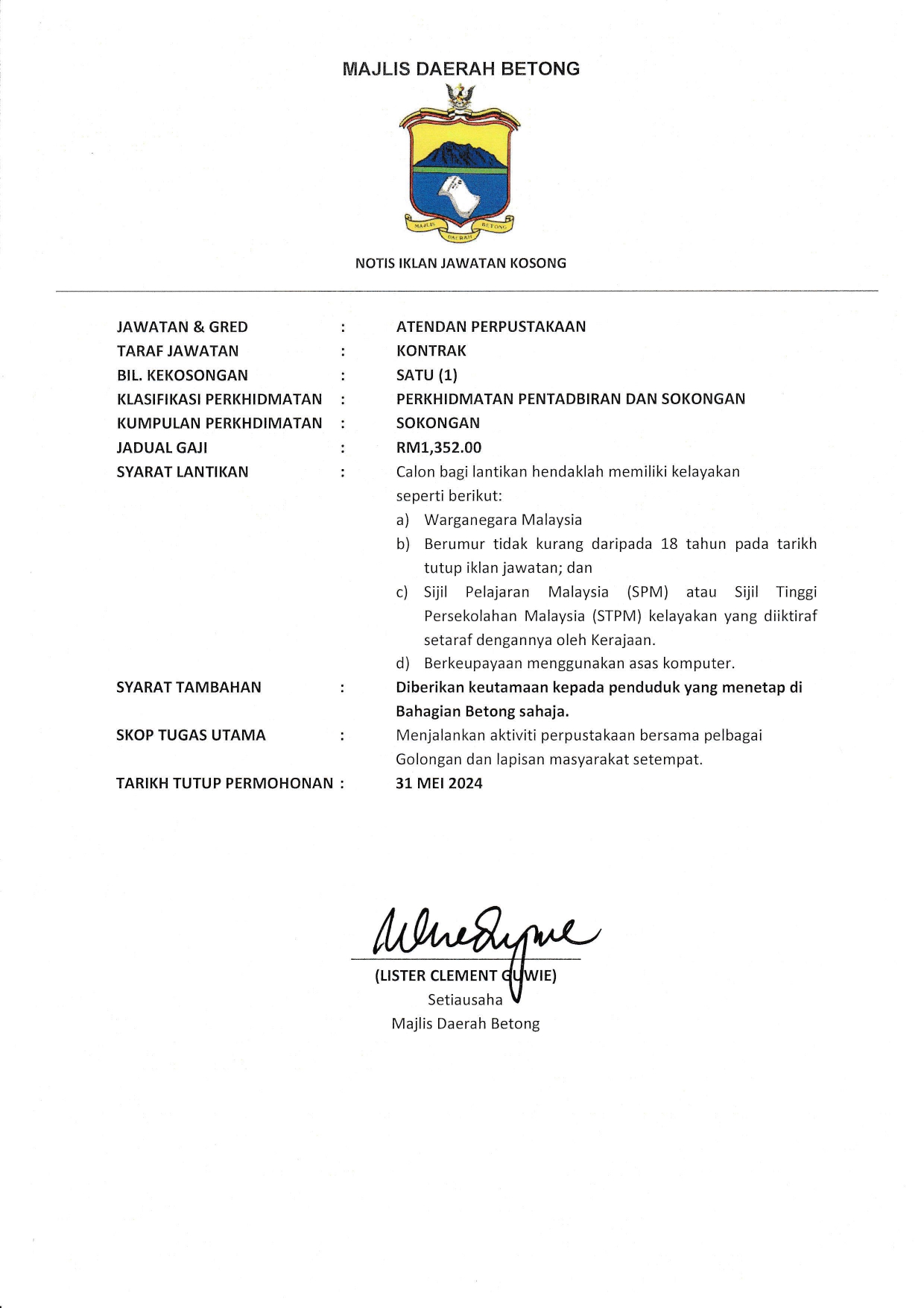 Jawatan Kosong 2024